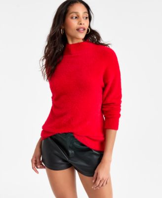 Women's Mock-Neck Fuzzy Sweater, Macy's Exclusive