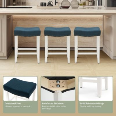 24" Upholstered Saddle Seat Counter Stool