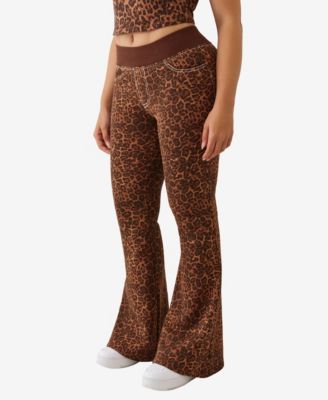 Women's Big T Crystal Leopard Flare Jeans