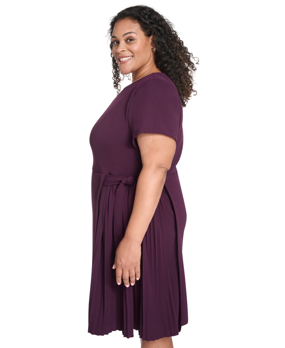 Calvin Klein Plus Size Short Sleeve Midi Dress In Red
