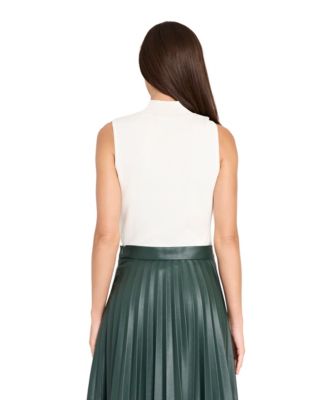 Women's Long Leather Pleated Skirt