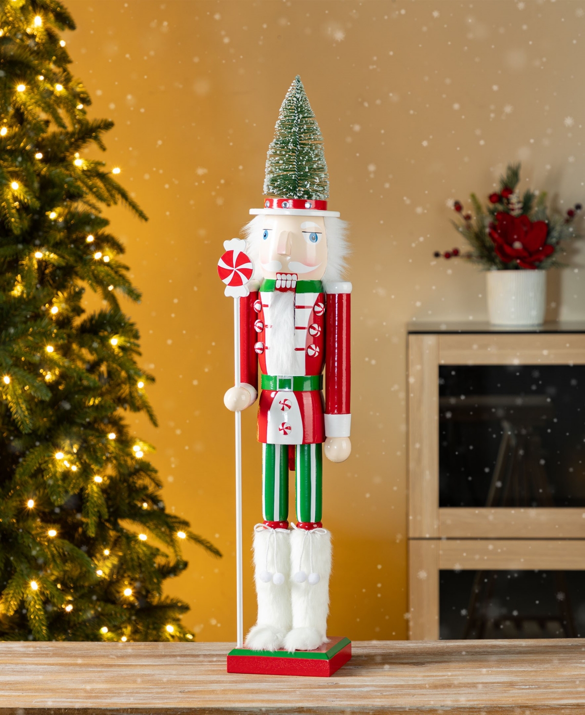 Glitzhome 26" Wooden Christmas Tree Nutcracker In Multi