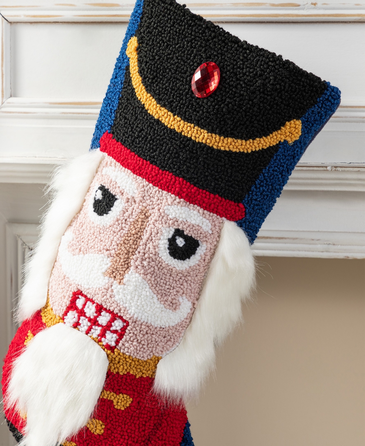 Glitzhome 21" Hooked Nutcracker Christmas Stocking In Multi