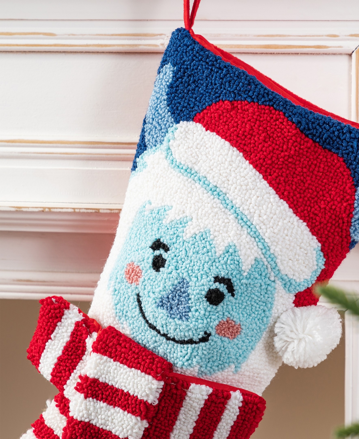 Glitzhome 21" Hooked Yeti Christmas Stocking In Multi