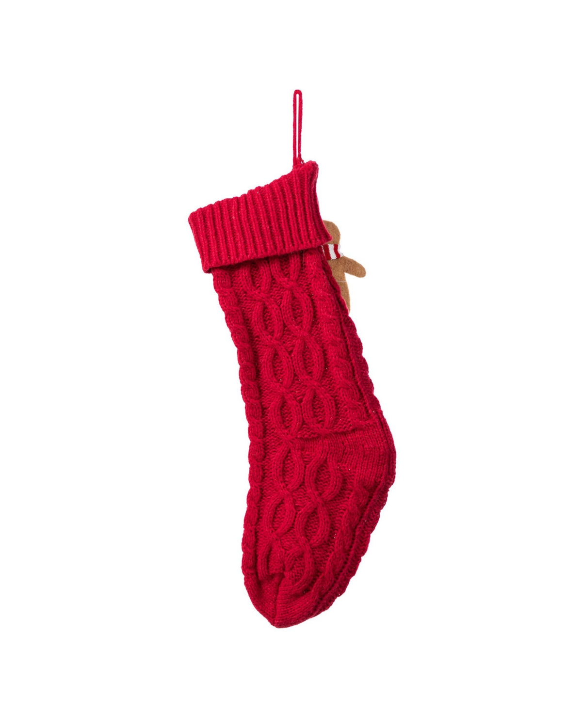 Glitzhome 22" Knitted Christmas Stocking With Complimentary Gingerbread Man Ornament In Multi