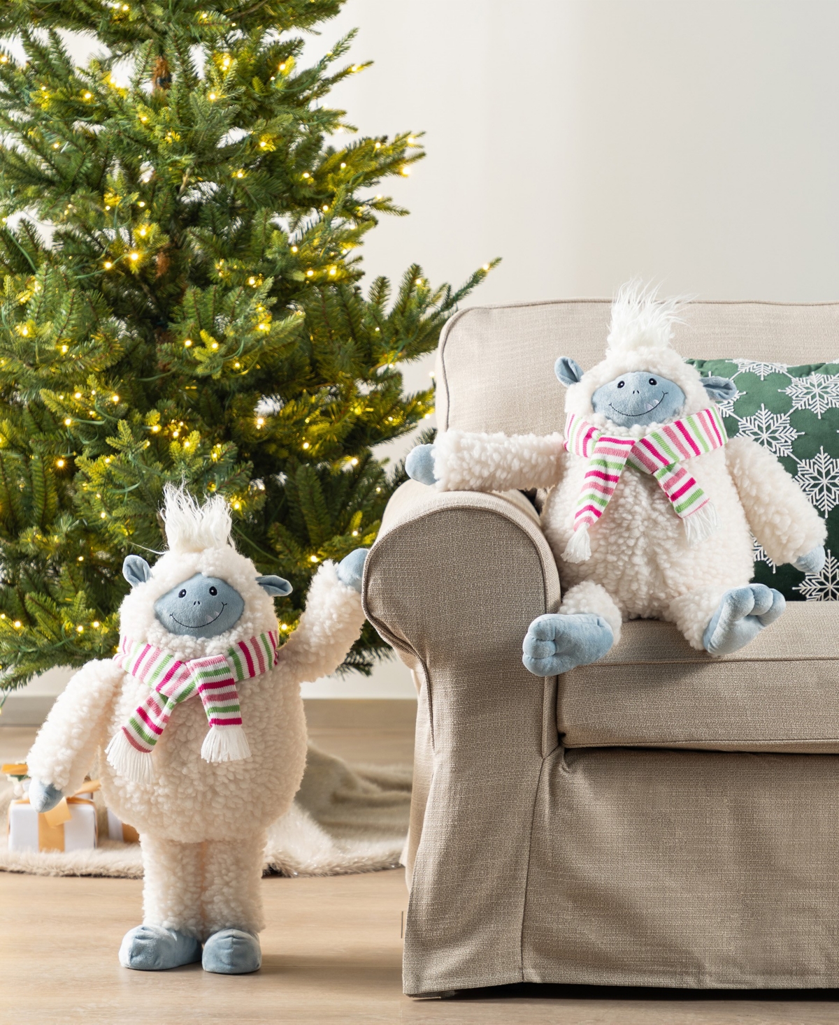 Glitzhome 22" Christmas Fabric Standing Yeti In Multi