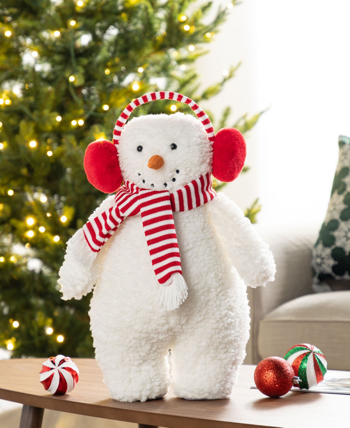 Glitzhome 17.75" Christmas Fabric Standing Snowman In Multi