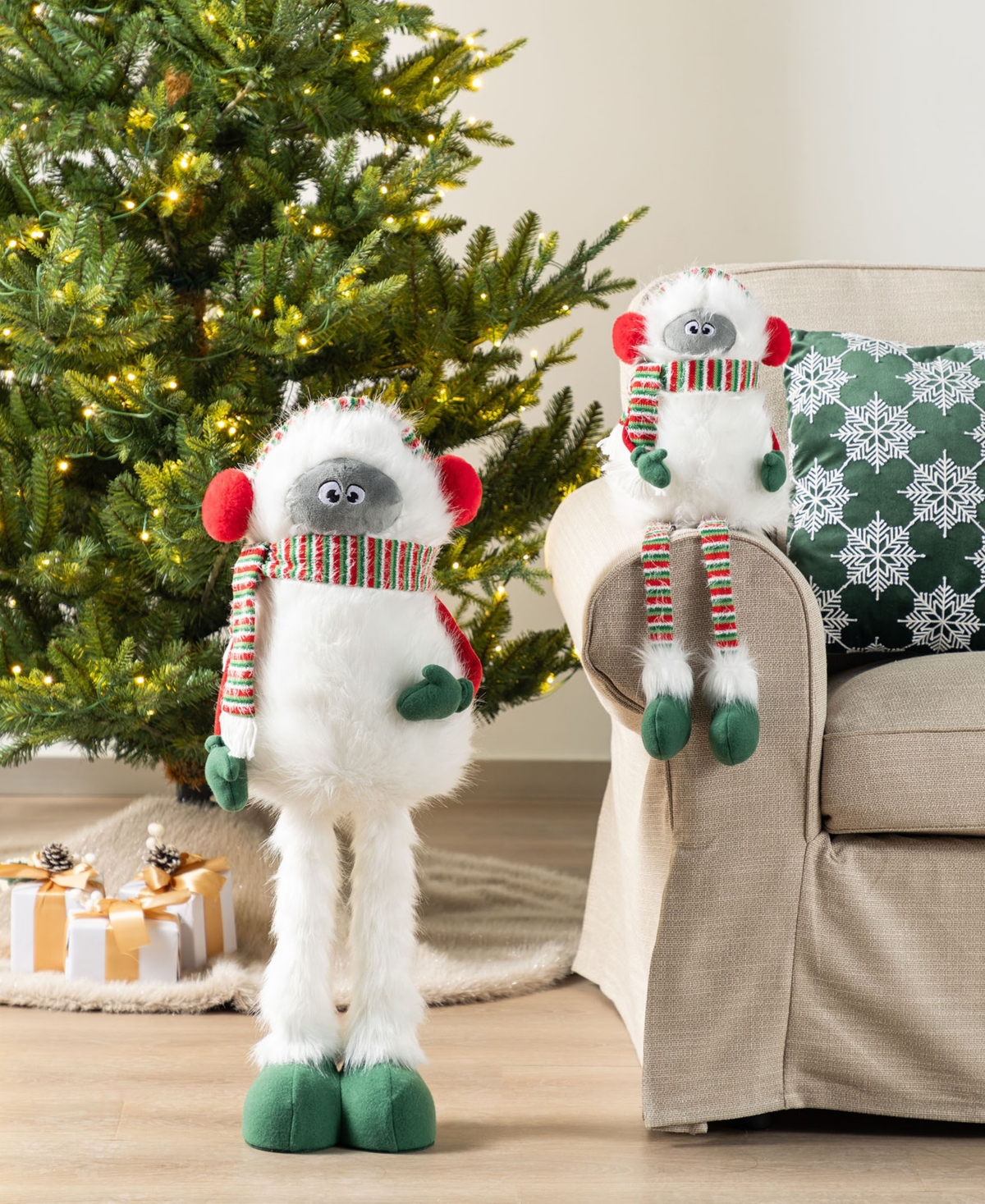Glitzhome 29.25" Christmas Fabric Yeti with Telescoping Legs
