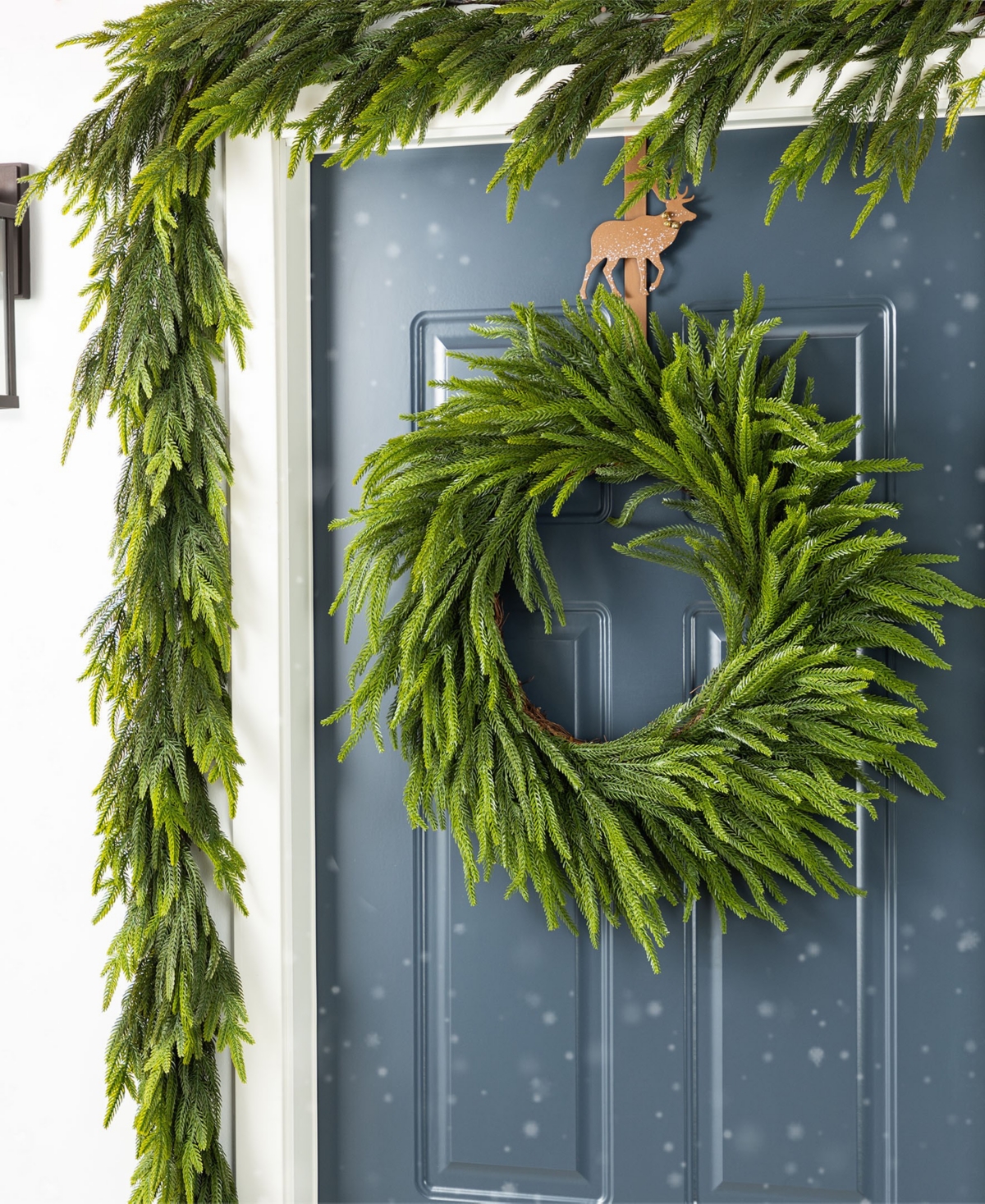 Glitzhome Christmas Greenery Dripping Wreath And Matched Garlands, Set Of 3 In Multi