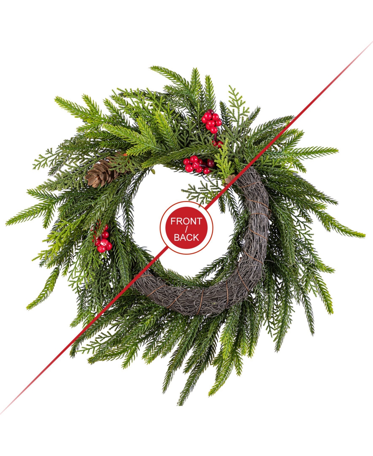 Glitzhome Christmas Mini Dripping Wreaths With Pinecones And Red Berries, Set Of 4 In Multi