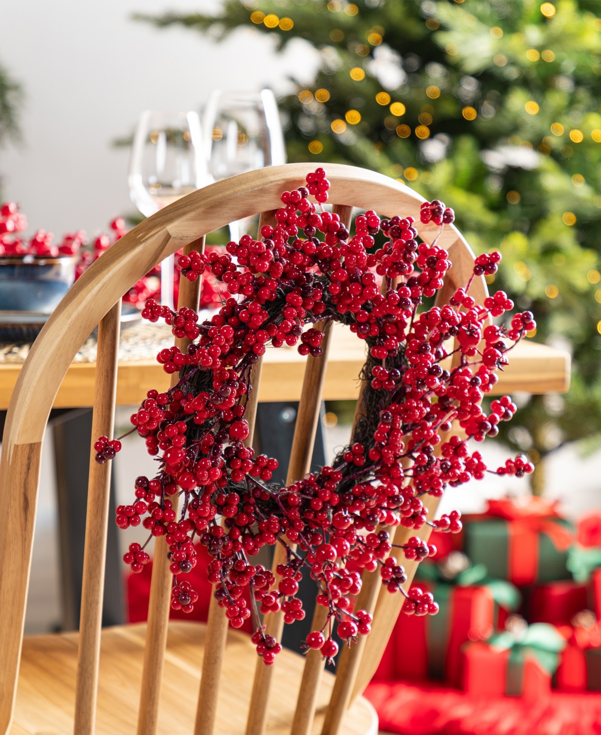Glitzhome Christmas Mini Red Berries Wreaths, Set Of 4 In Multi
