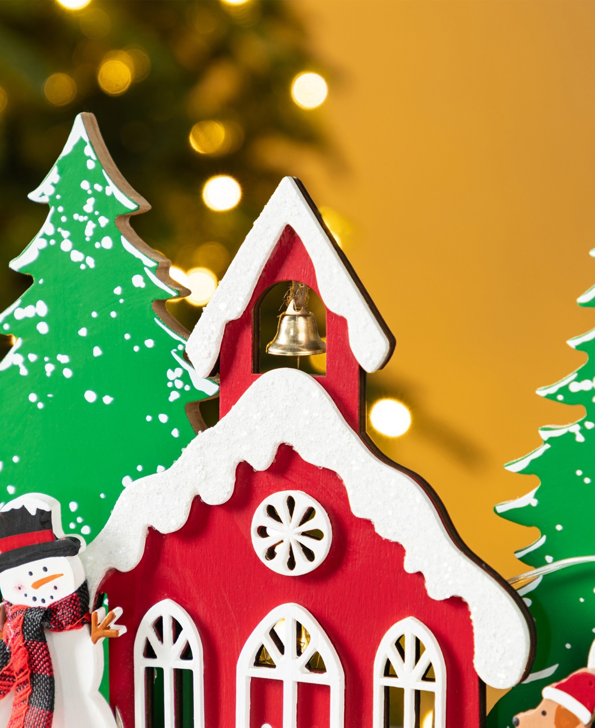 Glitzhome 20" Lighted Wooden Christmas Villages Table Decor In Multi
