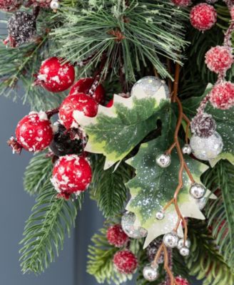 Christmas Pomegranate Berry and Holy Leaf Teardrops, Set of 2