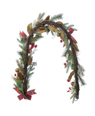 Christmas Bell Pinecone and Berry Bow Garlands, Set of 2