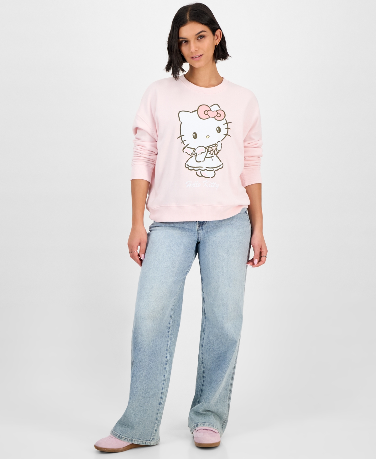 Grayson Threads, The Label Juniors' Hello Kitty Angel Fleece Sweatshirt In Pink
