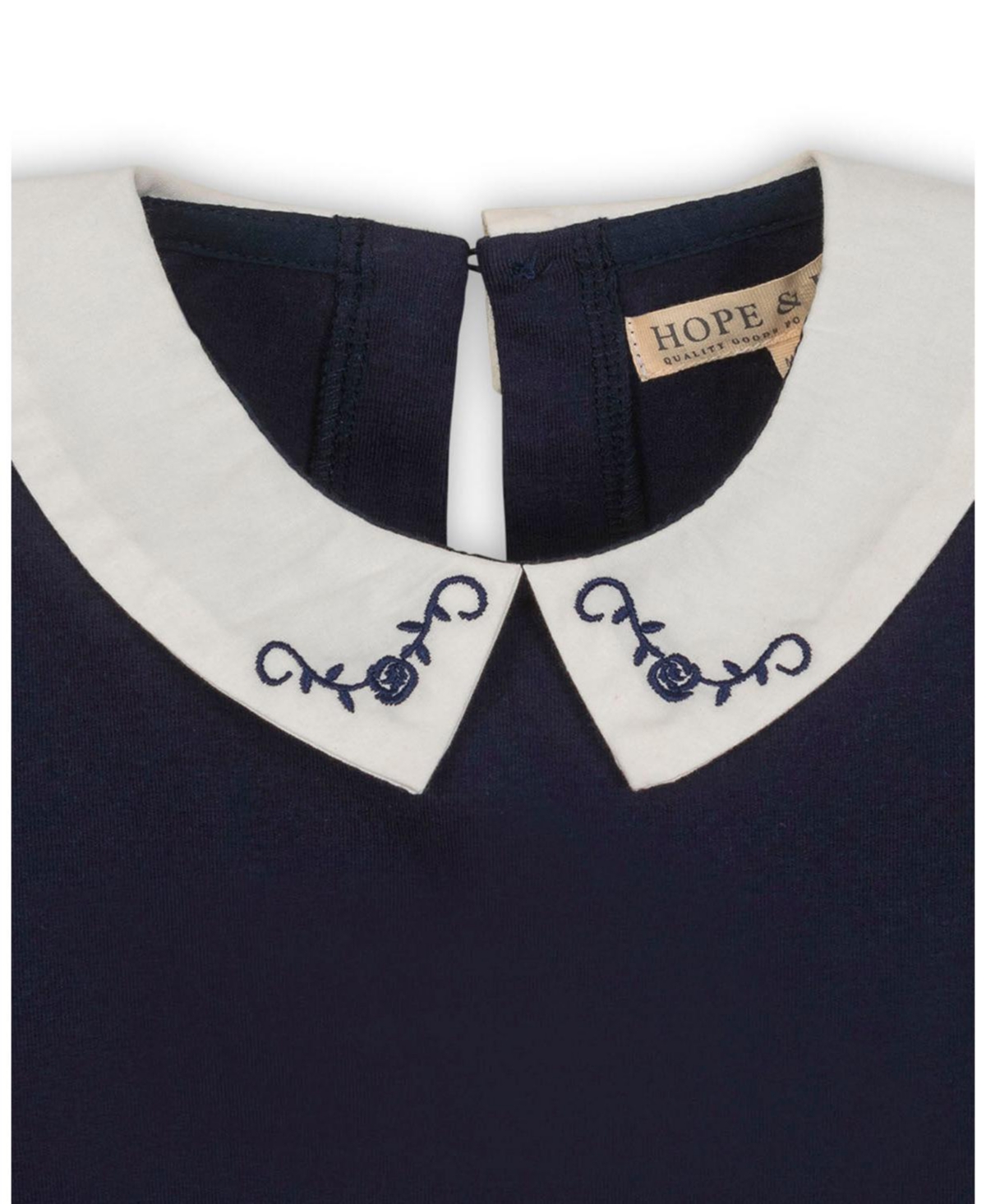 Hope & Henry Little and Big Girls' Organic Long Sleeve Knit Top with Woven Collar