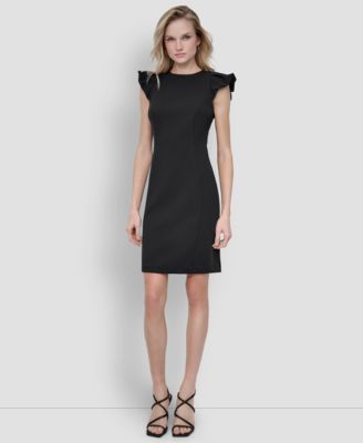 Women's Bubble Sleeve Sheath Scuba Crepe Dress