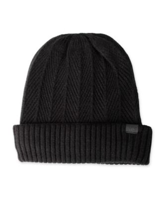 Men's 2-Piece Herringbone Knit Beanie and Scarf Box Set