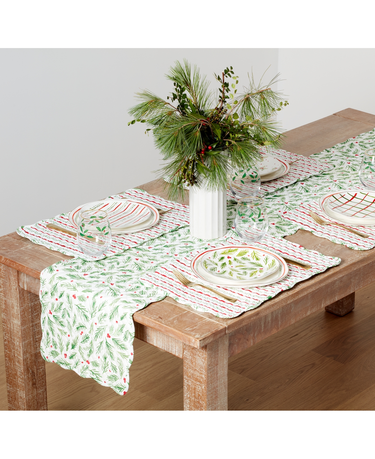 Lenox Reversible Bayberry Quilted Runner, 14" X 72" In Green