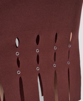 Women's Grommet Detail Sweater Pencil Midi Skirt