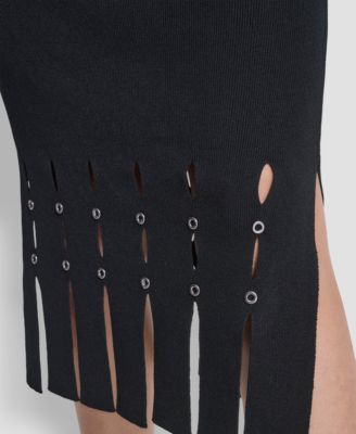 Women's Grommet Detail Sweater Pencil Midi Skirt