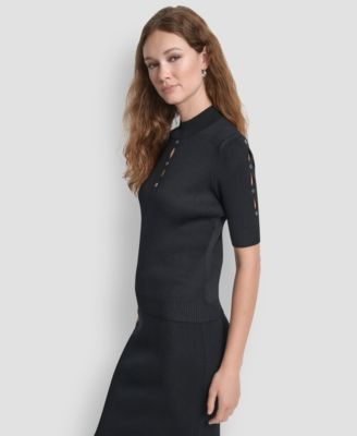 Women's Grommet Mock Neck Sweater