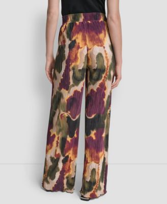 Women's Printed Plisse Wide Leg Pants