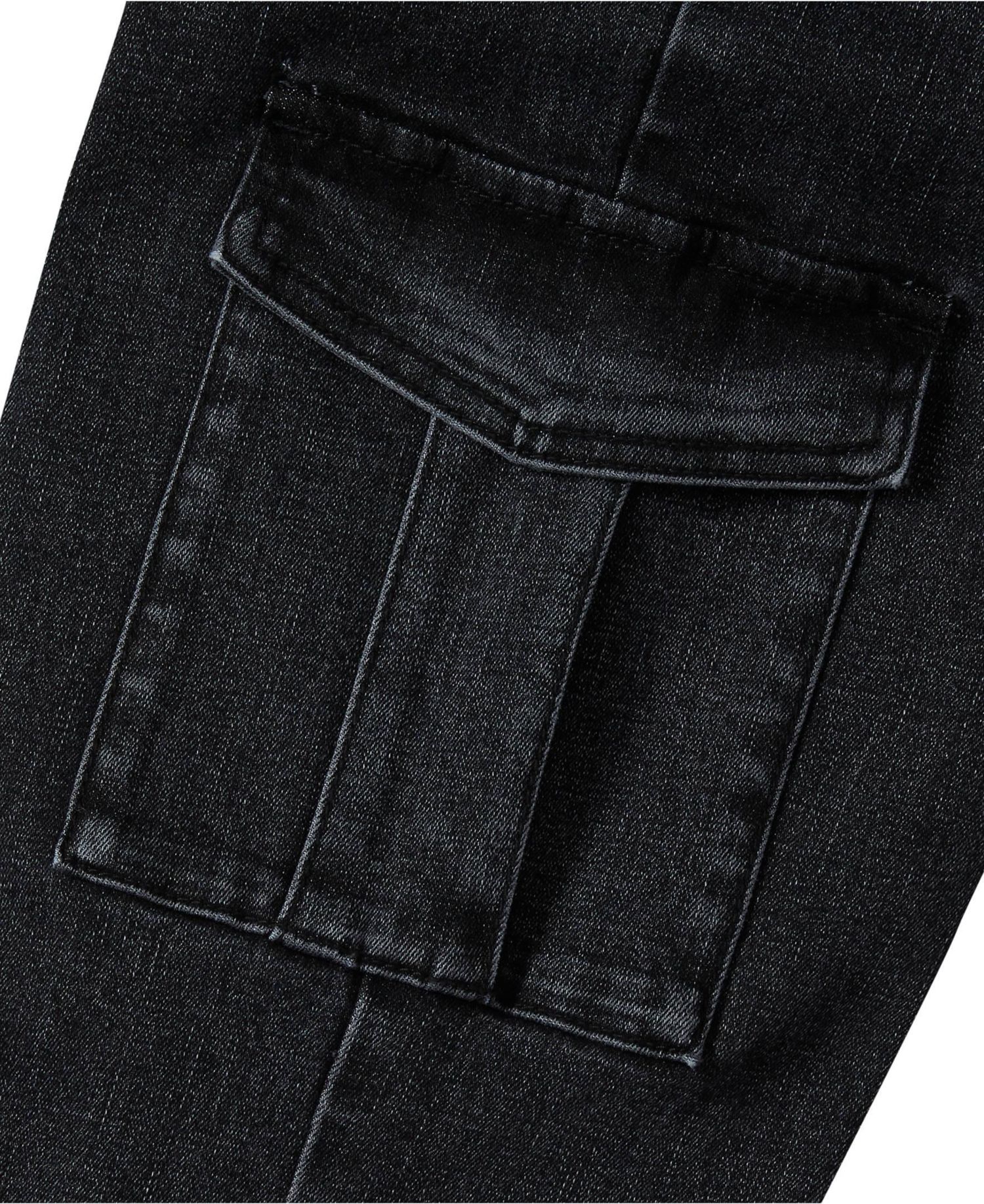 Girls Denim Cargo Wide Leg Jeans