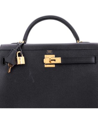Pre-Owned Hermes Kelly 32 Handbag Black Epsom with Gold Hardware