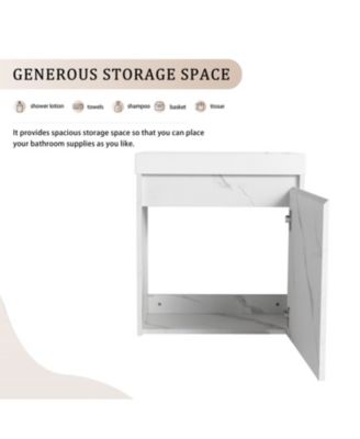 20 Inch Floating Vanity with Resin Sink and Soft-Close Cabinet Door