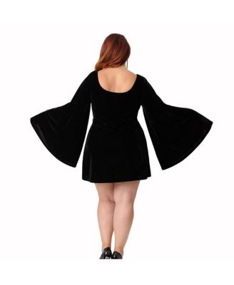 Plus Size Angel Sleeve Downtown Scene Mini Fit & Flare Dress
