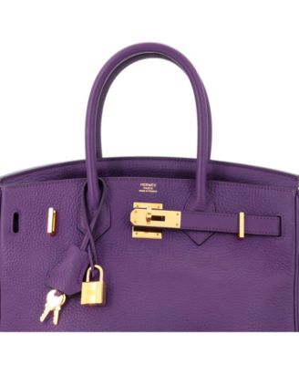 Pre-Owned Hermes Birkin 30 Handbag Purple Togo with Gold Hardware