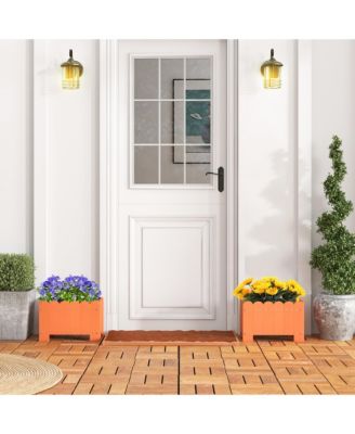 2 Pack Rectangular Planter Box Weather-resistant HDPE Flower Pot w/ Drainage Gaps  18'' x 12.5'' x 12''