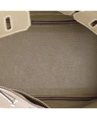 Pre-Owned Hermes Birkin 25 Handbag Grey Togo with Palladium Hardware