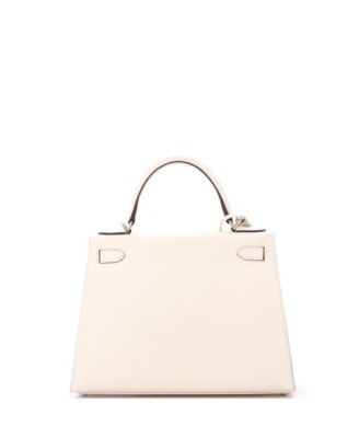 Pre-Owned Hermes Kelly 28 Handbag Light Epsom with Palladium Hardware