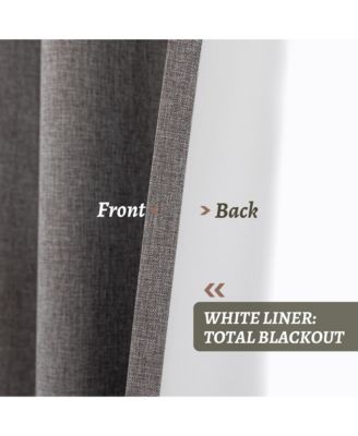 100% Blackout Linen Texture Curtains with Grommet Top, 2 Panels