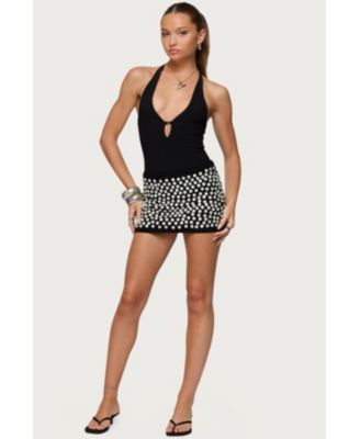 Womens Ada Iridescent Button Knit Mini Skirt