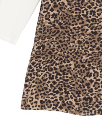 Big Girl 2-Piece Denim Animal Printed Dress over Ribbed T-Shirt with Necklace Set