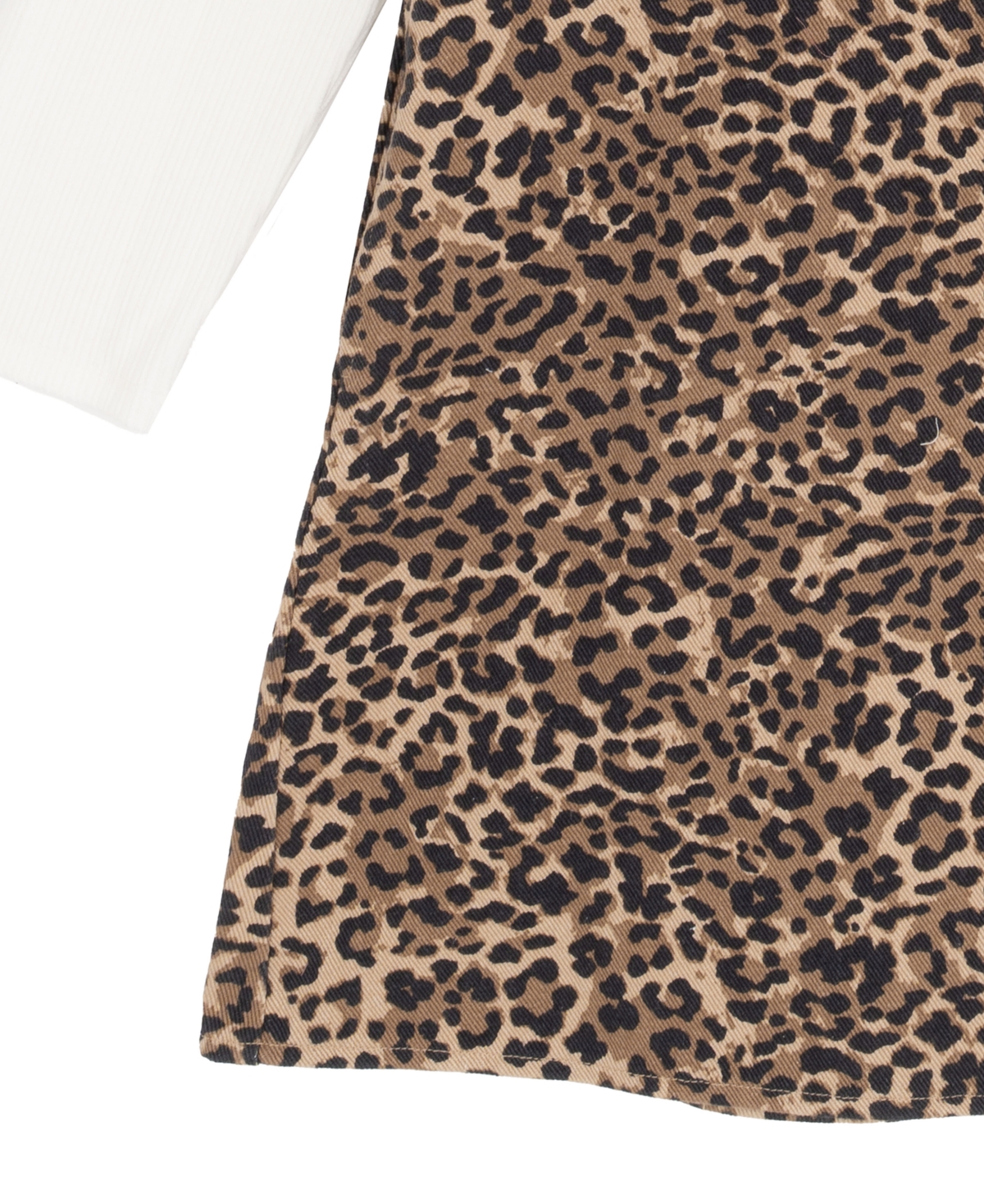 Rare Editions Big Girl 2-piece Denim Animal Printed Dress Over Ribbed T-shirt With Necklace Set In Brown