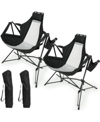 2 Pack Adjustable Hammock Camping Chairs with Cup Holder and Carry Bag