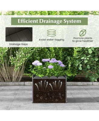2 Pack Square Planter Box Weather-Resistant HDPE Flower Pot Garden Bed