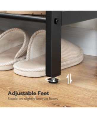 Shoe Rack for Entryway, 4-Tier Shoe Organizer with Adjustable Mesh Shelves, 12-16 Pairs of Shoes, Spacious Floor Mount, Metal, Industrial, Shoe Shelf for Closet, Rustic Brown BF42XJ01