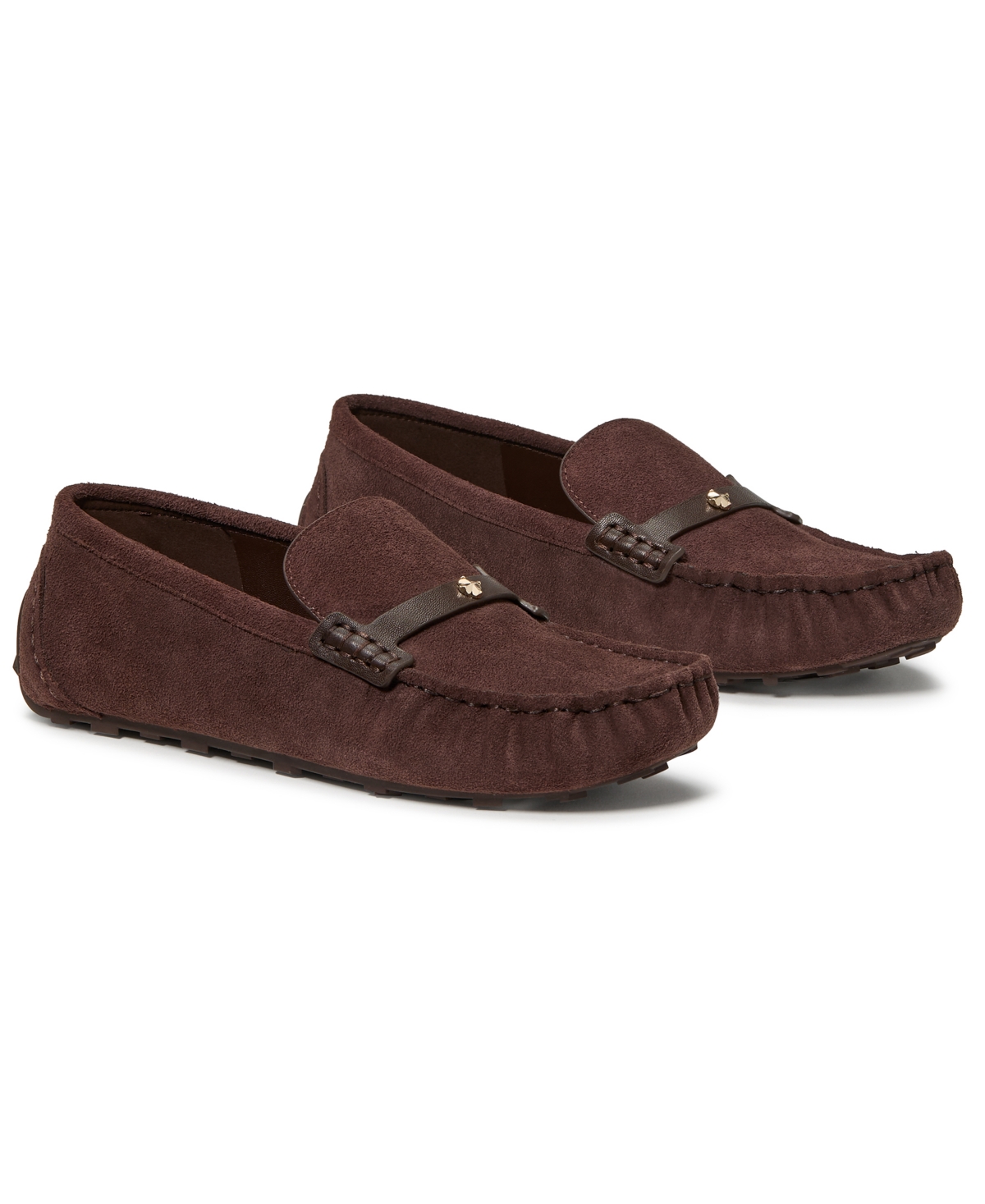 Kate Spade Women's Flower Stud Round Toe Moccasin Loafers In Brown
