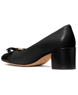 Women's Deco Bow Smooth Leather Ballet Pumps