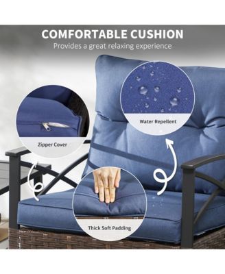 3pc Rocking Chair Set w/ Cushions, Wicker Bistro Set, Dark