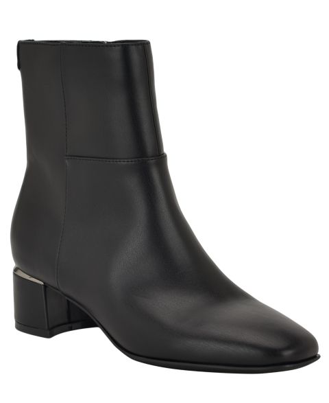 Женские ботинки Calvin Klein Parry Block Heel Ankle Booties, цвет: Чёрный гладкий