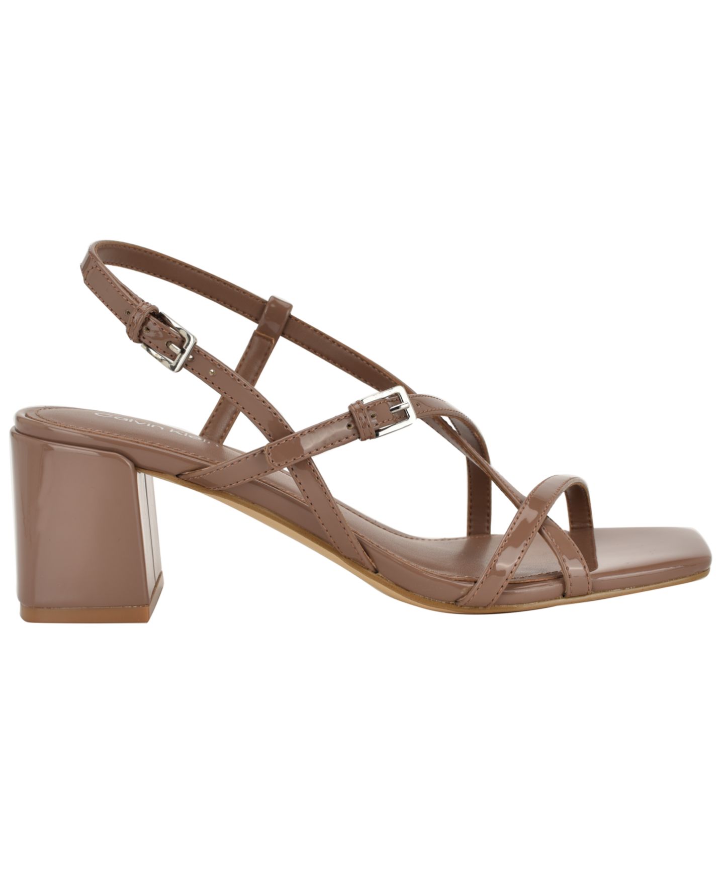Женские сандалии Calvin Klein Pandy Strappy Block Heel, цвет: Светлый коричневый лаковый — фото 2