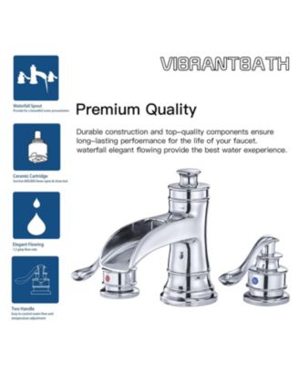 8 in. Waterfall Widespread 2-Handle Bathroom Faucet With Pop-up Drain Assembly in Spot Resist Polished Chrome