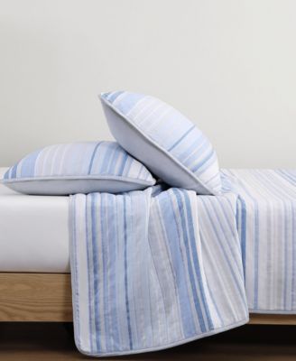 Bold Stripe Textured Cotton Reversible 3-Pc. Quilt Set, King