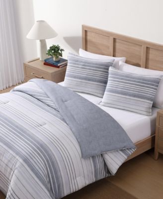 Bold Stripe Textured Cotton 3-Pc. Comforter Set, King